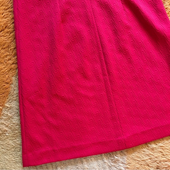 Vintage 60s 70s Cherry Red Sleeveless A-Line Dress – Textured Knit Mod Shift - Picture 5 of 9